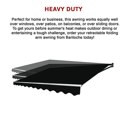 Outdoor Folding Arm Awning Retractable Sunshade Canopy Black 4.0m x 2.5m - Mekamart Australia