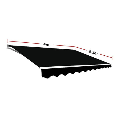 Outdoor Folding Arm Awning Retractable Sunshade Canopy Black 4.0m x 2.5m - Mekamart Australia