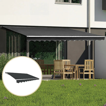 Outdoor Folding Arm Awning Retractable Sunshade Canopy Grey 4.0m x 3.0m - Mekamart Australia