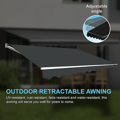 Outdoor Folding Arm Awning Retractable Sunshade Canopy Grey 4.0m x 3.0m - Mekamart Australia
