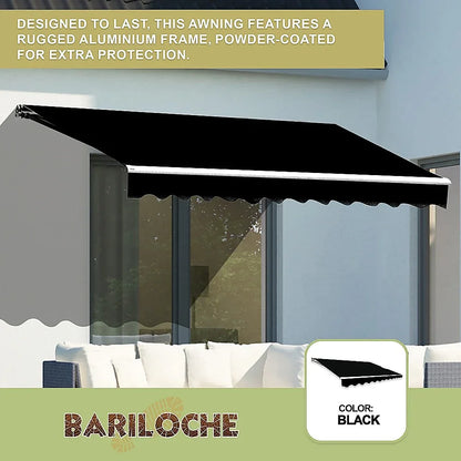 Outdoor Folding Arm Awning Retractable Sunshade Canopy Black 4.0m x 3.0m - Mekamart Australia