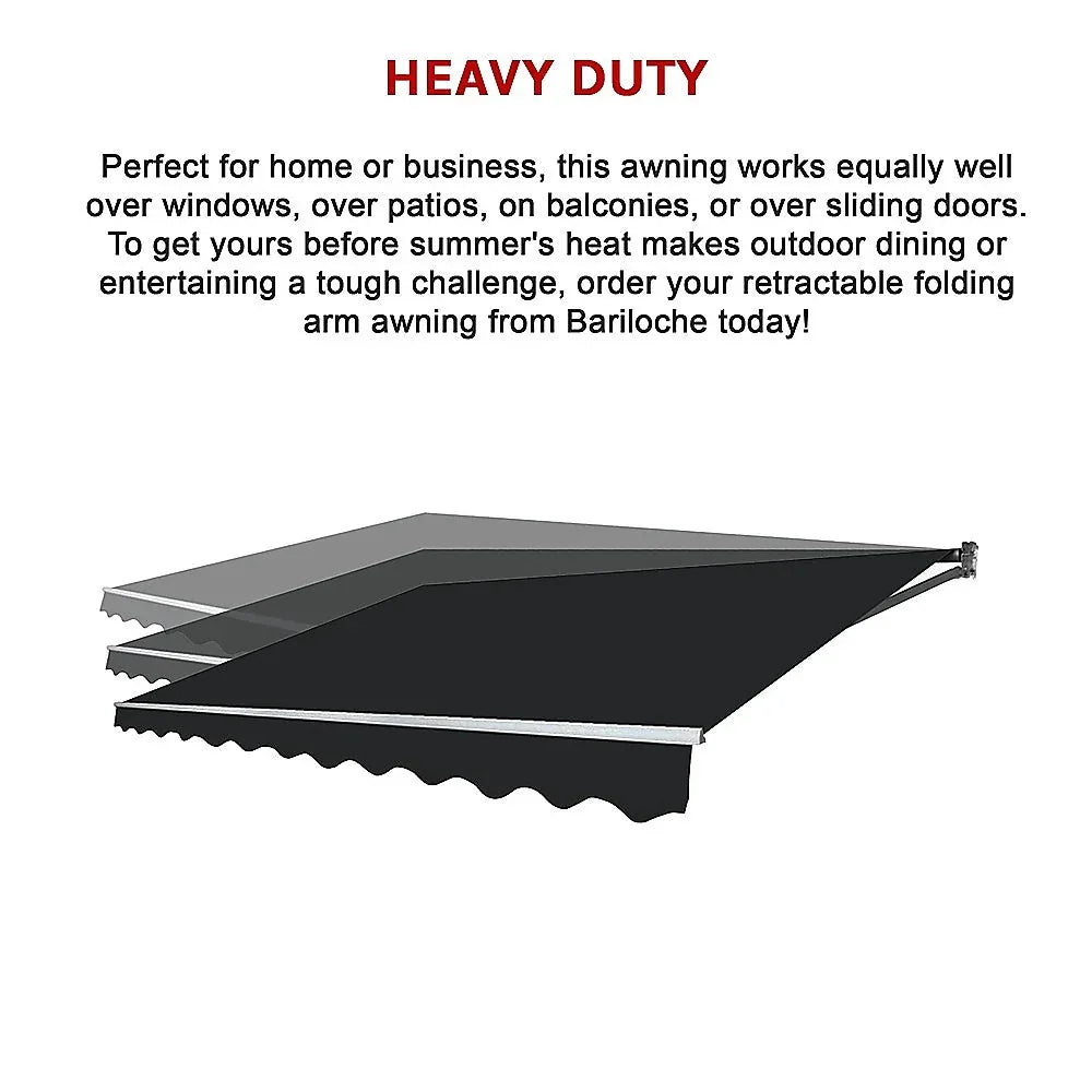 Outdoor Folding Arm Awning Retractable Sunshade Canopy Black 4.0m x 3.0m - Mekamart Australia