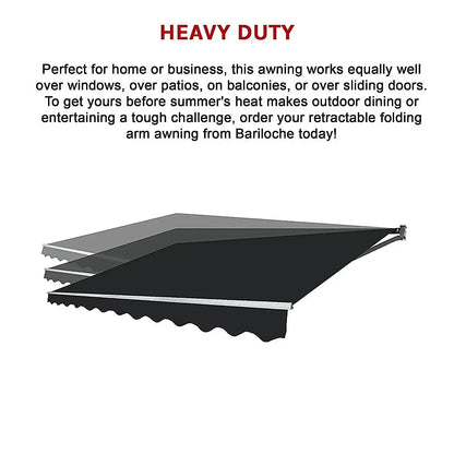 Outdoor Folding Arm Awning Retractable Sunshade Canopy Black 4.0m x 3.0m - Mekamart Australia