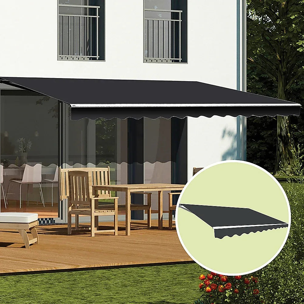 Outdoor Folding Arm Awning Retractable Sunshade Canopy Grey 5.0m x 3.0m - Mekamart Australia