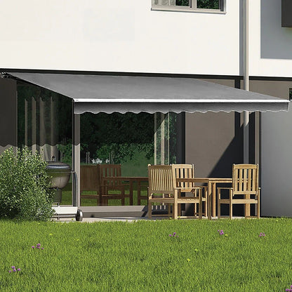 Outdoor Folding Arm Awning Retractable Sunshade Canopy Grey 5.0m x 3.0m - Mekamart Australia