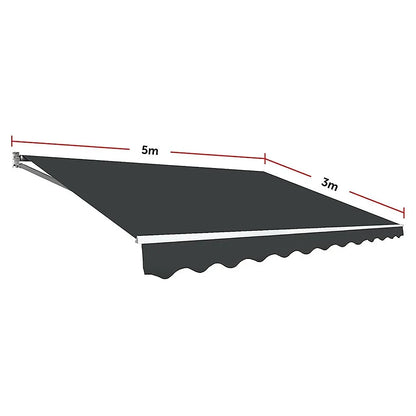Outdoor Folding Arm Awning Retractable Sunshade Canopy Grey 5.0m x 3.0m - Mekamart Australia