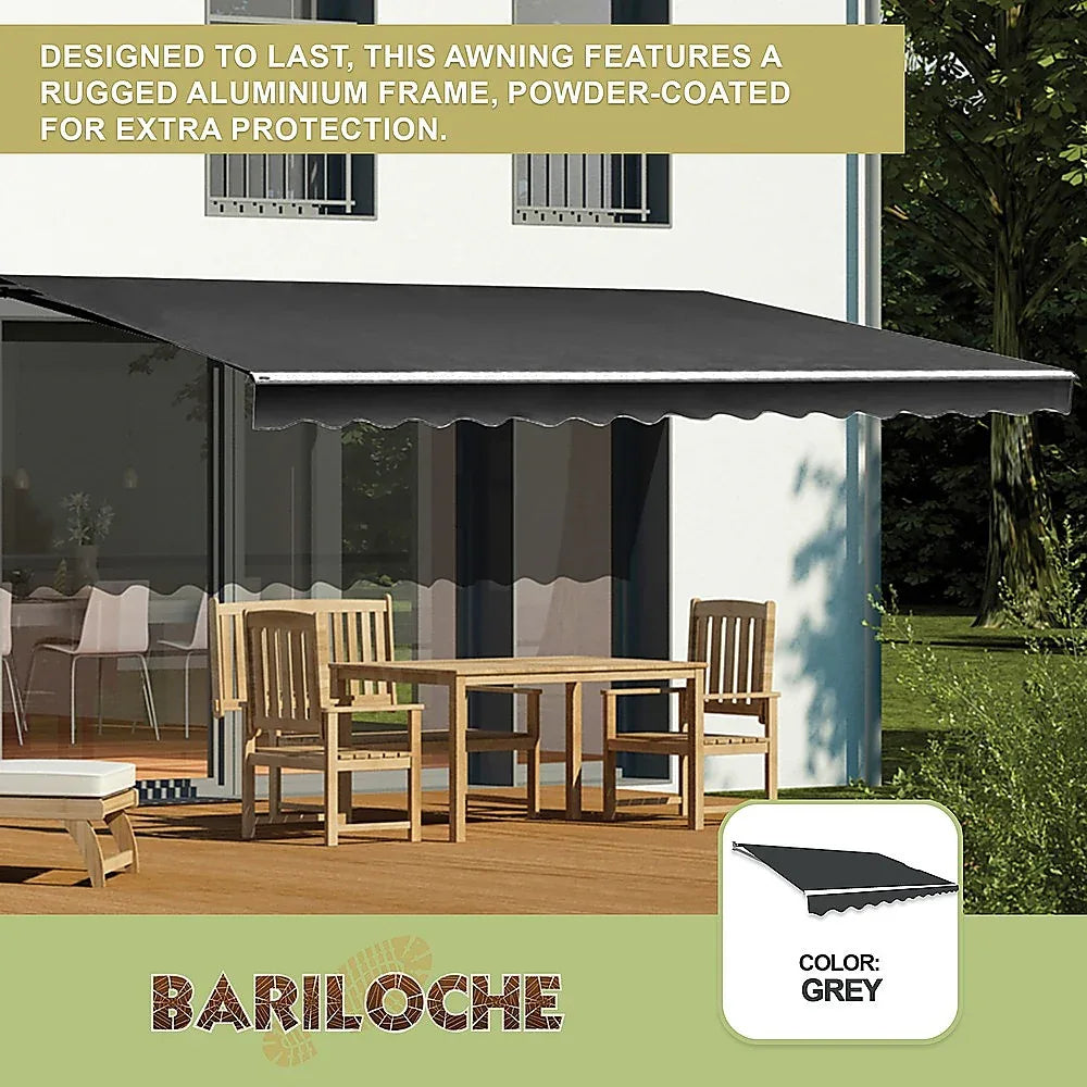 Motorised Outdoor Folding Arm Awning Retractable Sunshade Canopy Grey 3.0m x 2.5m - Mekamart Australia