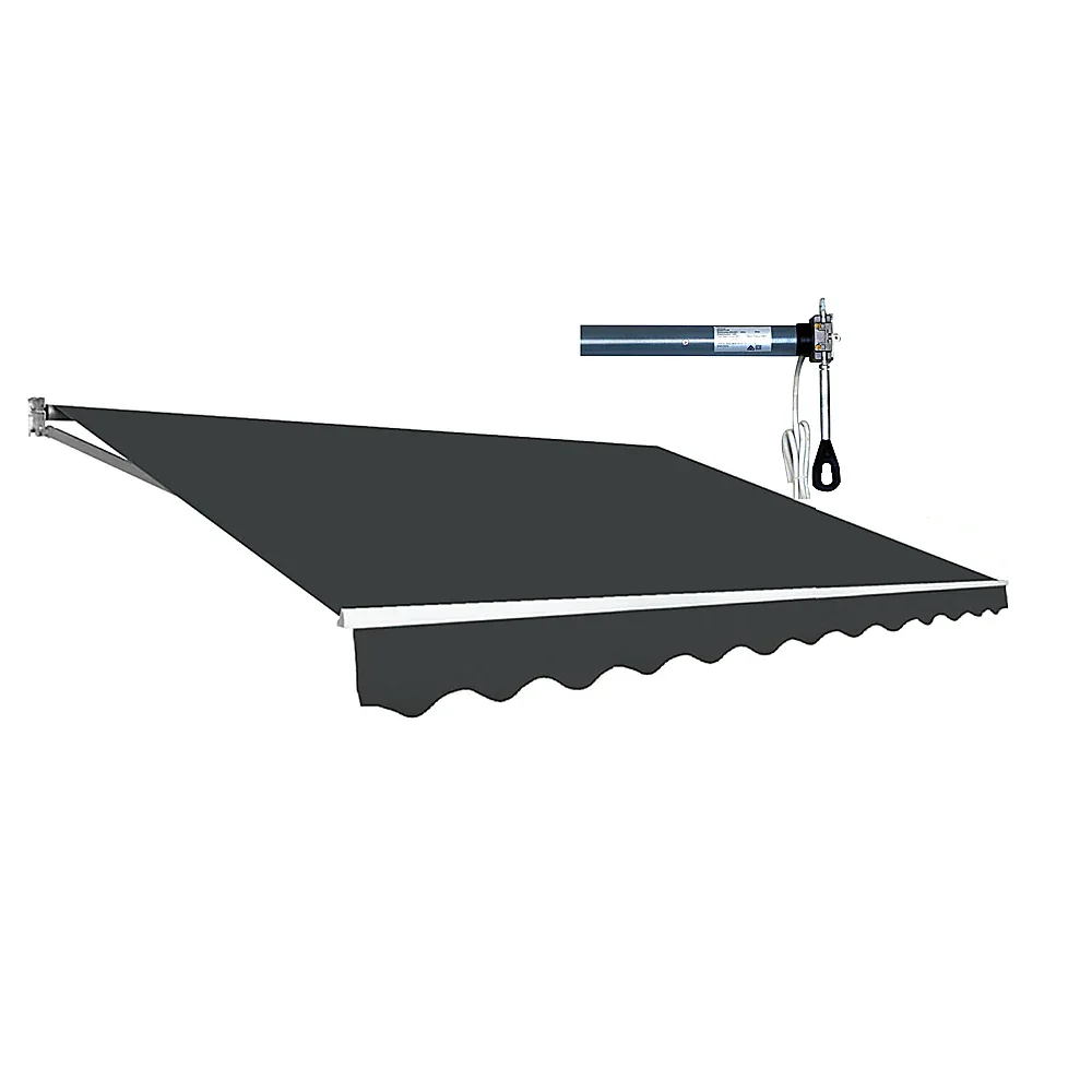 Motorised Outdoor Folding Arm Awning Retractable Sunshade Canopy Grey 3.0m x 2.5m - Mekamart Australia