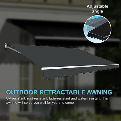 Motorised Outdoor Folding Arm Awning Retractable Sunshade Canopy Grey 3.0m x 2.5m - Mekamart Australia