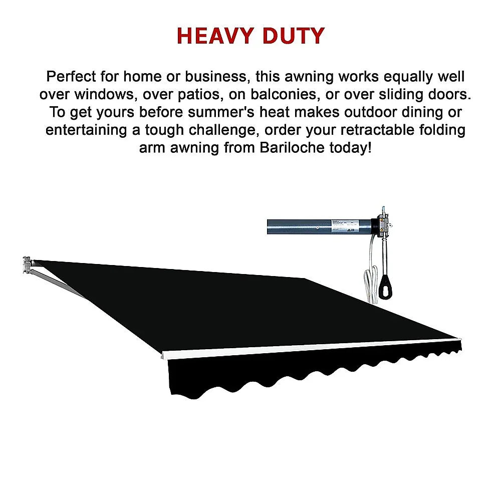 Motorised Outdoor Folding Arm Awning Retractable Sunshade Canopy Black 3.0m x 2.5m - Mekamart Australia