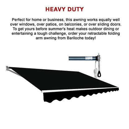 Motorised Outdoor Folding Arm Awning Retractable Sunshade Canopy Black 3.0m x 2.5m - Mekamart Australia
