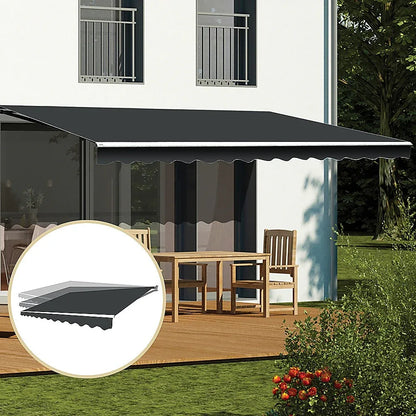 Motorised Outdoor Folding Arm Awning Retractable Sunshade Canopy Grey 4.0m x 2.5m - Mekamart Australia