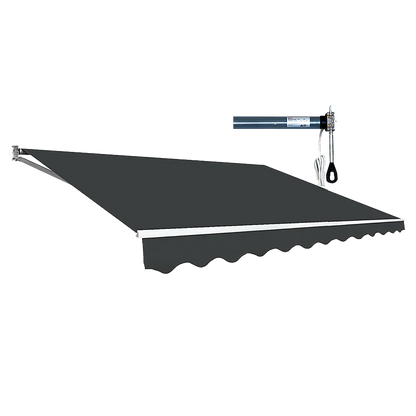 Motorised Outdoor Folding Arm Awning Retractable Sunshade Canopy Grey 4.0m x 2.5m - Mekamart Australia