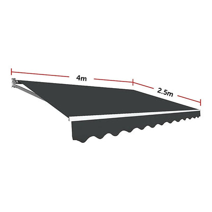 Motorised Outdoor Folding Arm Awning Retractable Sunshade Canopy Grey 4.0m x 2.5m - Mekamart Australia
