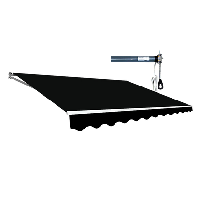 Motorised Outdoor Folding Arm Awning Retractable Sunshade Canopy Black 4.0m x 2.5m - Mekamart Australia