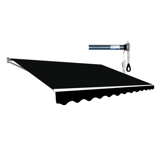 Motorised Outdoor Folding Arm Awning Retractable Sunshade Canopy Black 4.0m x 2.5m - Mekamart Australia
