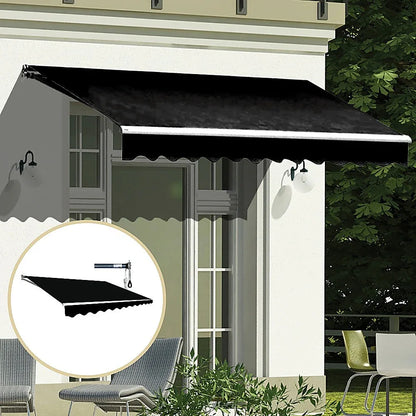 Motorised Outdoor Folding Arm Awning Retractable Sunshade Canopy Black 4.0m x 2.5m - Mekamart Australia