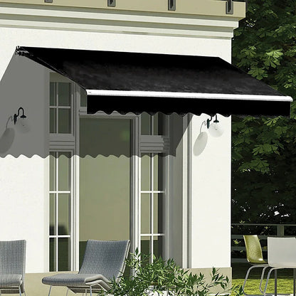 Motorised Outdoor Folding Arm Awning Retractable Sunshade Canopy Black 4.0m x 2.5m - Mekamart Australia