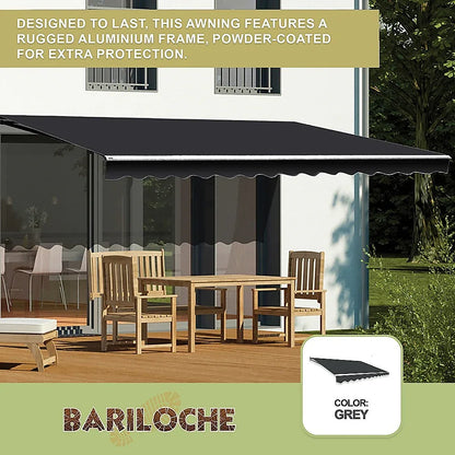 Motorised Outdoor Folding Arm Awning Retractable Sunshade Canopy Grey 4.0m x 3.0m - Mekamart Australia