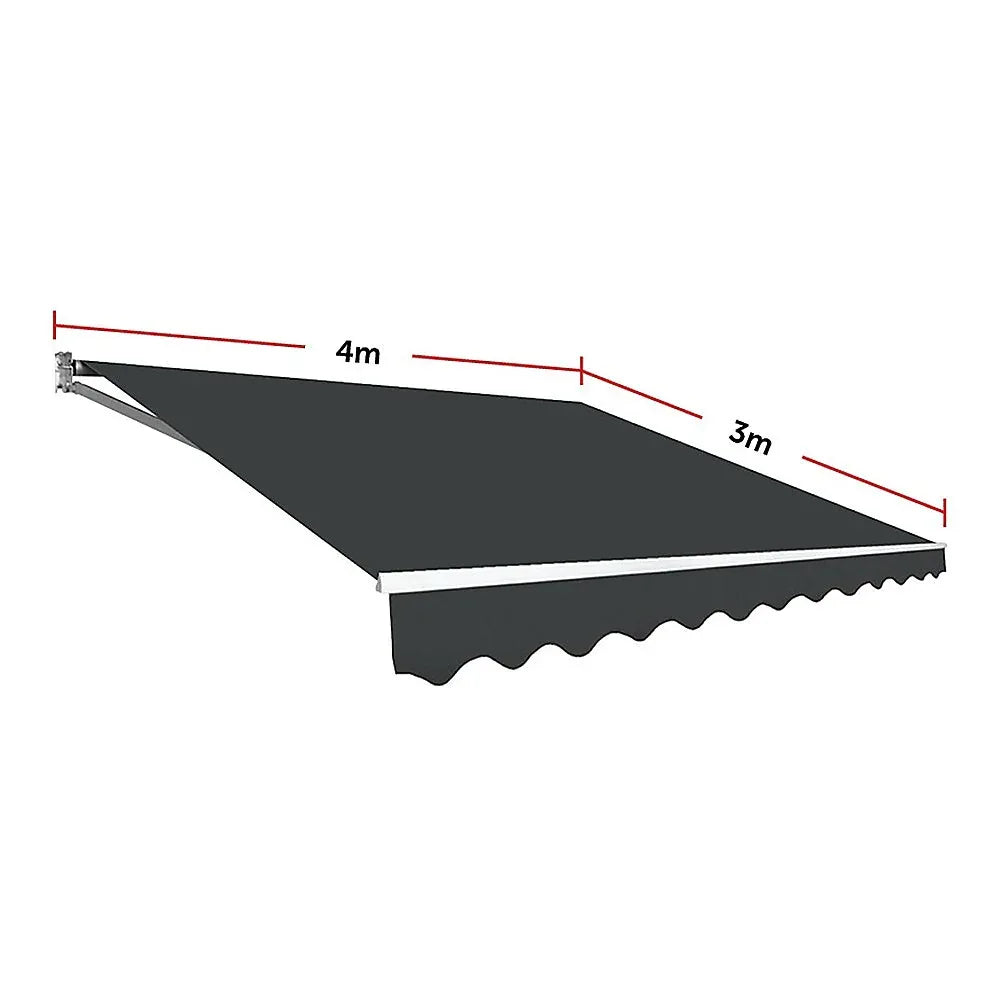 Motorised Outdoor Folding Arm Awning Retractable Sunshade Canopy Grey 4.0m x 3.0m - Mekamart Australia