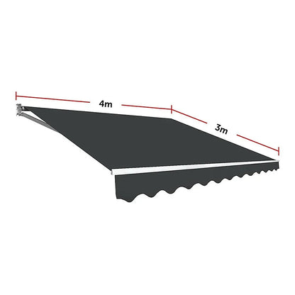 Motorised Outdoor Folding Arm Awning Retractable Sunshade Canopy Grey 4.0m x 3.0m - Mekamart Australia