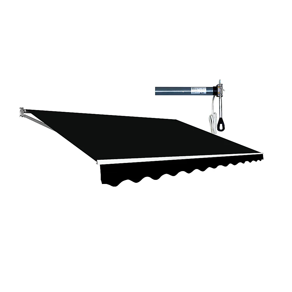 Motorised Outdoor Folding Arm Awning Retractable Sunshade Canopy Black 4.0m x 3.0m - Mekamart Australia