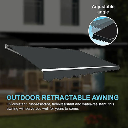 Motorised Outdoor Folding Arm Awning Retractable Sunshade Canopy Grey 5.0m x 2.5m - Mekamart Australia
