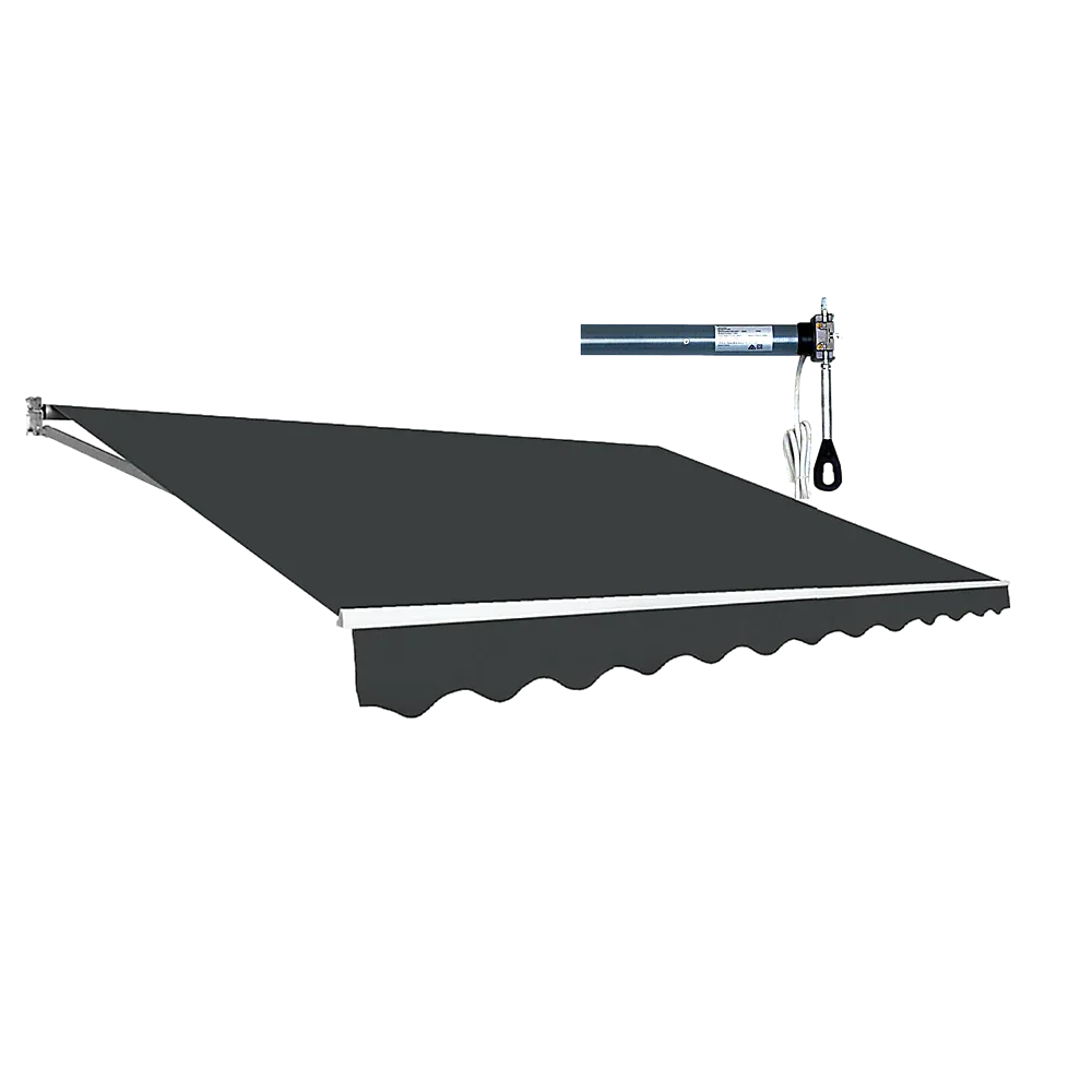 Motorised Outdoor Folding Arm Awning Retractable Sunshade Canopy Grey 5.0m x 3.0m - Mekamart Australia
