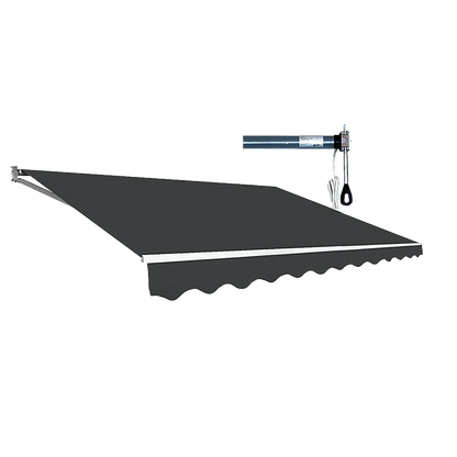 Motorised Outdoor Folding Arm Awning Retractable Sunshade Canopy Grey 5.0m x 3.0m - Mekamart Australia
