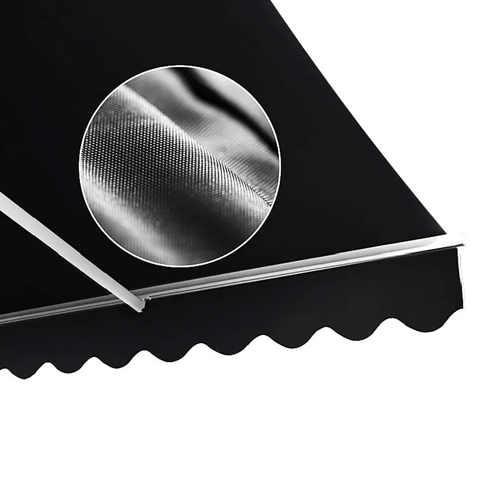 Motorised Outdoor Folding Arm Awning Retractable Sunshade Canopy Black 5.0m x 3.0m - Mekamart Australia
