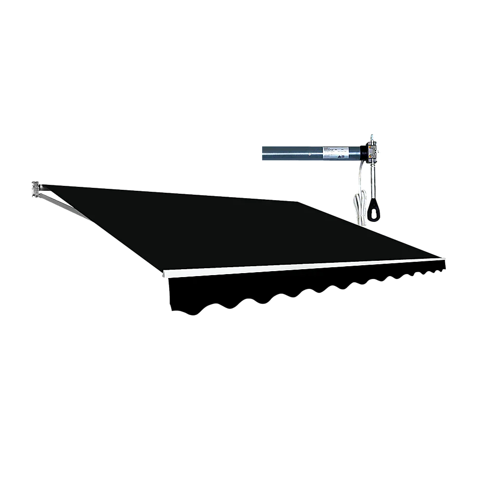 Motorised Outdoor Folding Arm Awning Retractable Sunshade Canopy Black 5.0m x 3.0m - Mekamart Australia