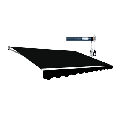 Motorised Outdoor Folding Arm Awning Retractable Sunshade Canopy Black 5.0m x 3.0m - Mekamart Australia