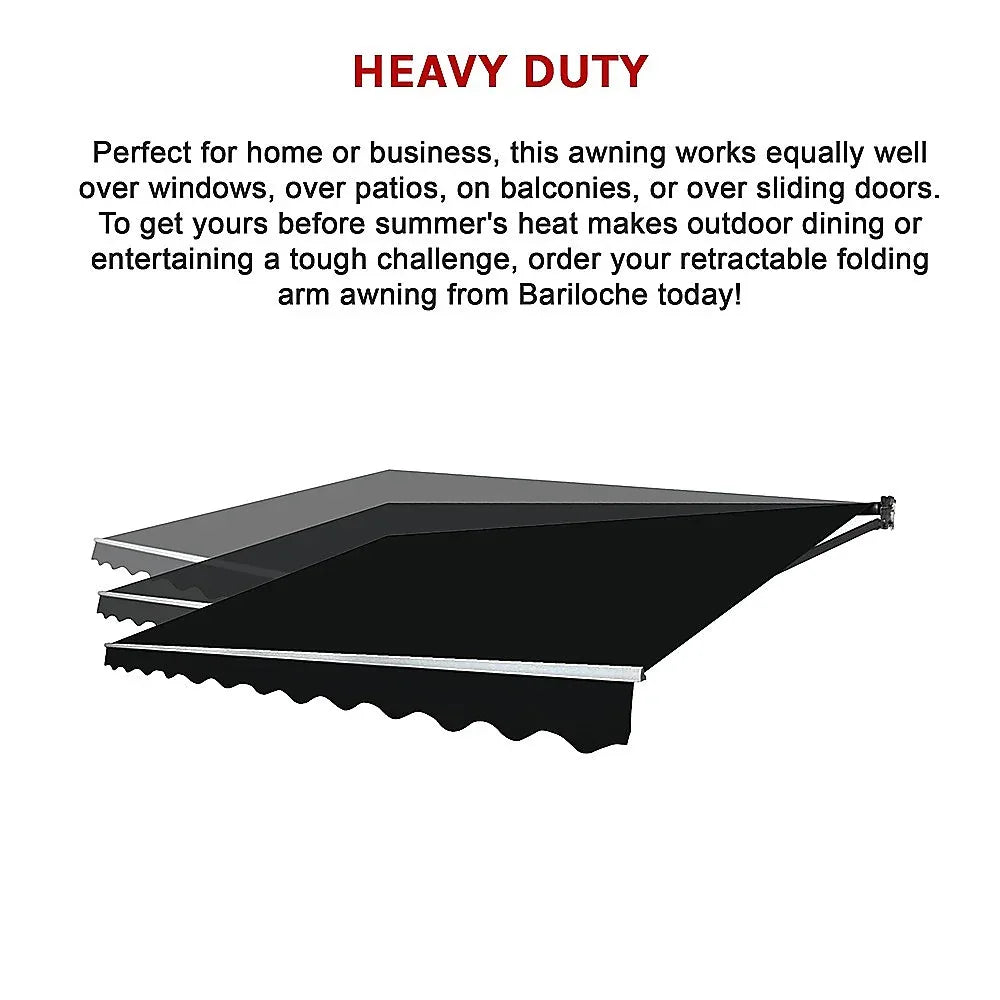 Motorised Outdoor Folding Arm Awning Retractable Sunshade Canopy Black 5.0m x 3.0m - Mekamart Australia