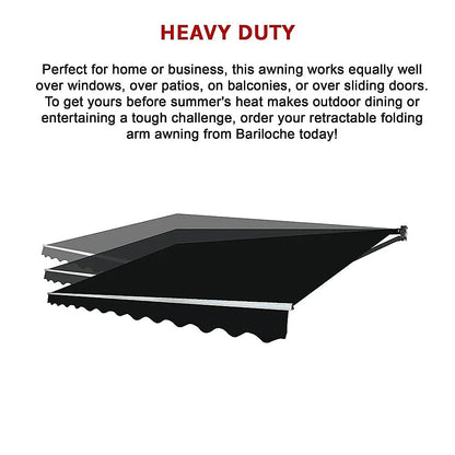 Motorised Outdoor Folding Arm Awning Retractable Sunshade Canopy Black 5.0m x 3.0m - Mekamart Australia