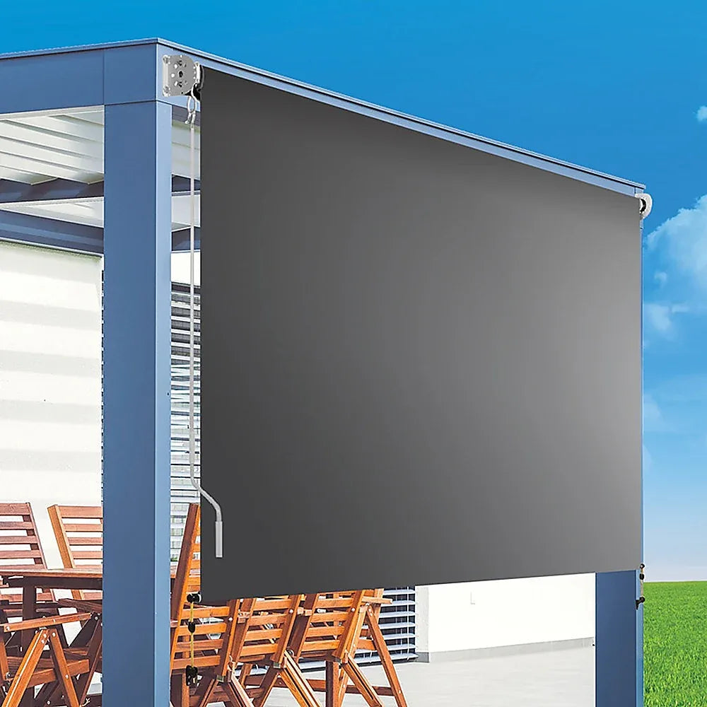 Retractable Straight Drop Roll Down Awning Garden Patio Screen 3.0X2.5M - Mekamart Australia