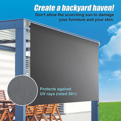 Retractable Straight Drop Roll Down Awning Garden Patio Screen 3.0X2.5M - Mekamart Australia