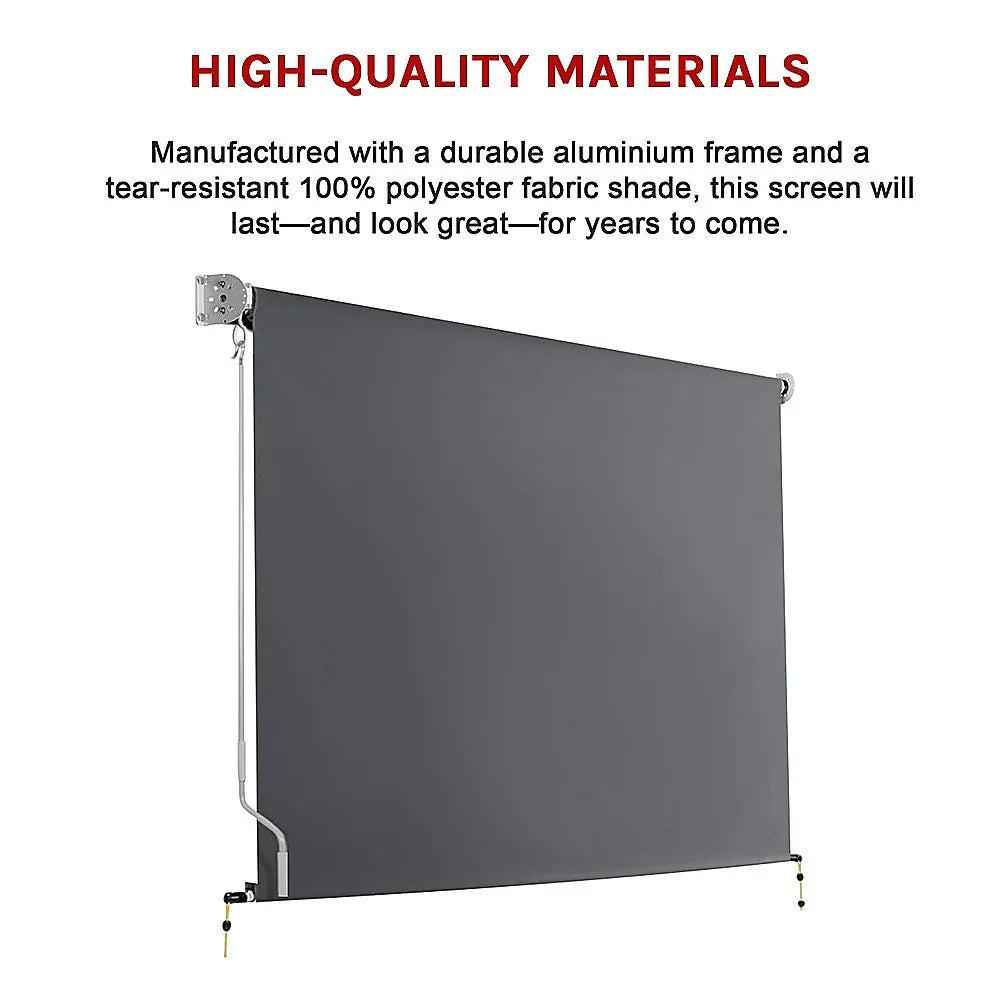 Retractable Straight Drop Roll Down Awning Garden Patio Screen 3.0X2.5M - Mekamart Australia