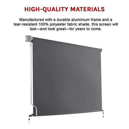 Retractable Straight Drop Roll Down Awning Garden Patio Screen 3.0X2.5M - Mekamart Australia