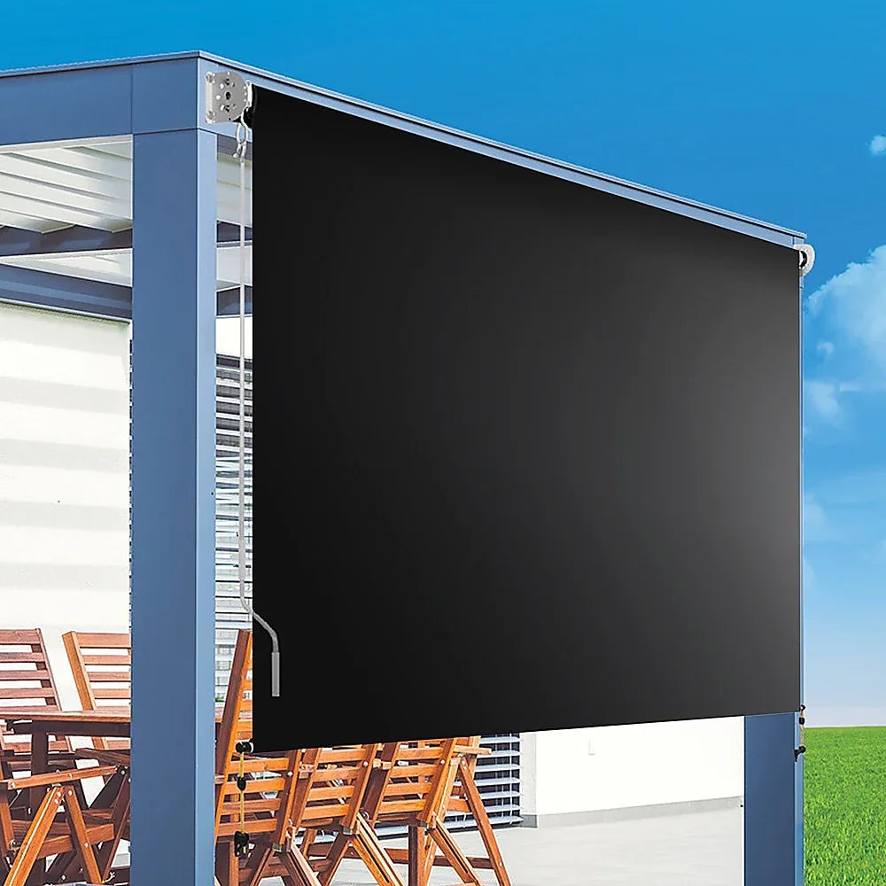 Retractable Straight Drop Roll Down Awning Garden Patio Screen 3.0X2.5M - Mekamart Australia