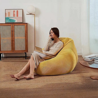 Jumbo Cord Beanbag Chair Cover Unfilled Large Bean Bag - Mustard - Mekamart Australia