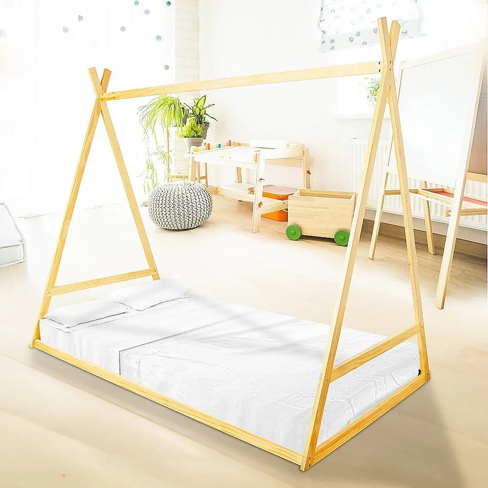 Kids Tent Montessori Toddler Floor Bed Wooden Bedframe - Mekamart Australia