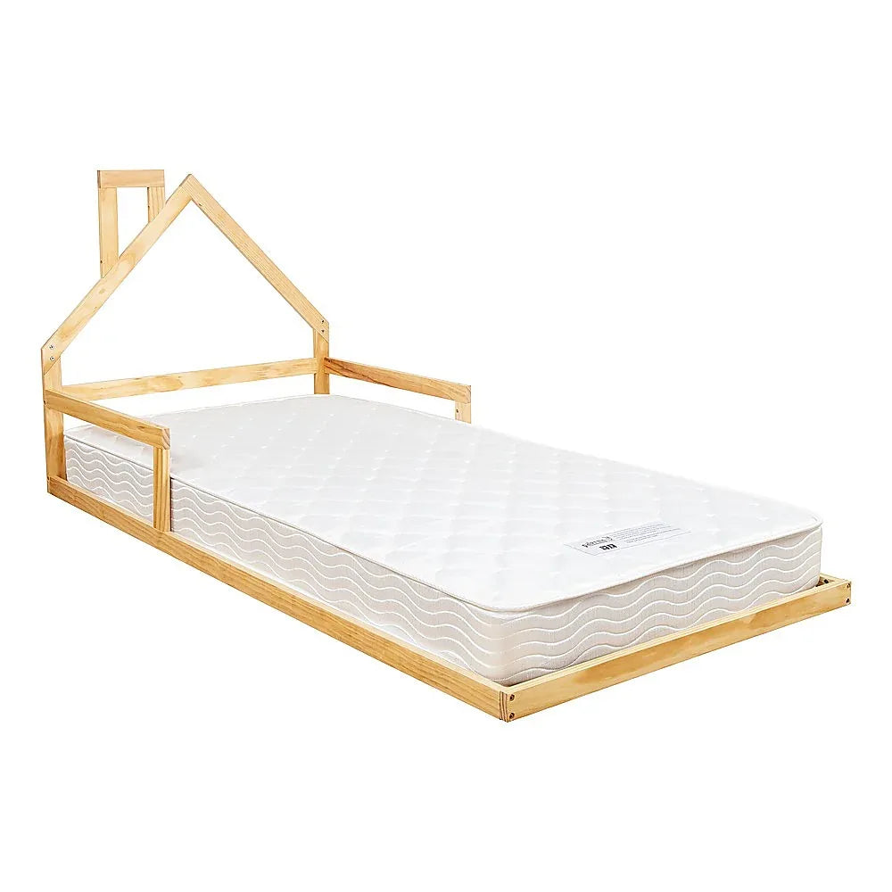Pine Wood Floor Bed House Frame for Kids and Toddlers - Mekamart Australia