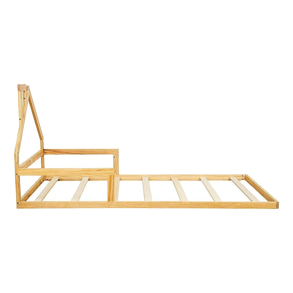 Pine Wood Floor Bed House Frame for Kids and Toddlers - Mekamart Australia
