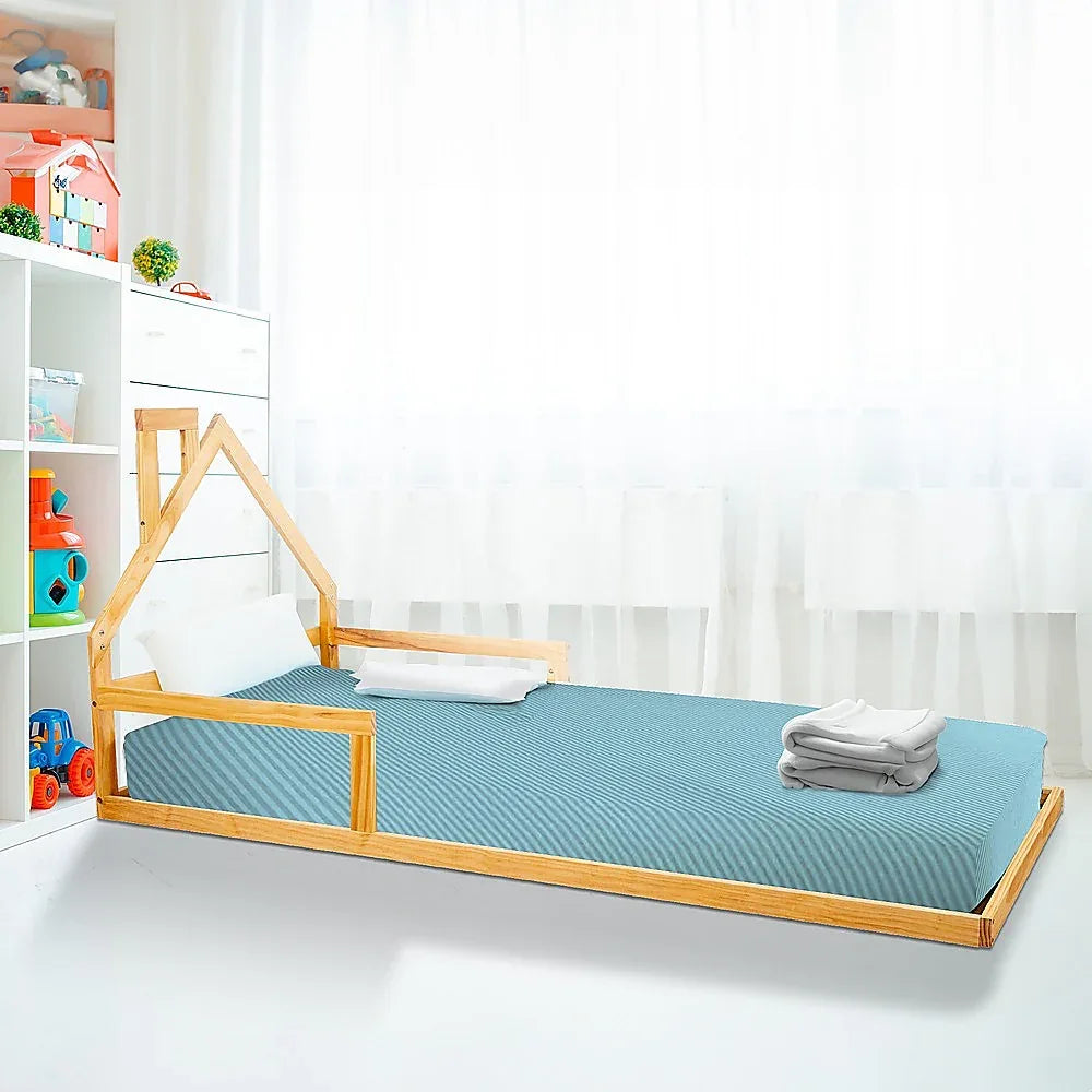 Pine Wood Floor Bed House Frame for Kids and Toddlers - Mekamart Australia