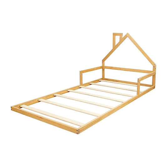 Pine Wood Floor Bed House Frame for Kids and Toddlers - Mekamart Australia