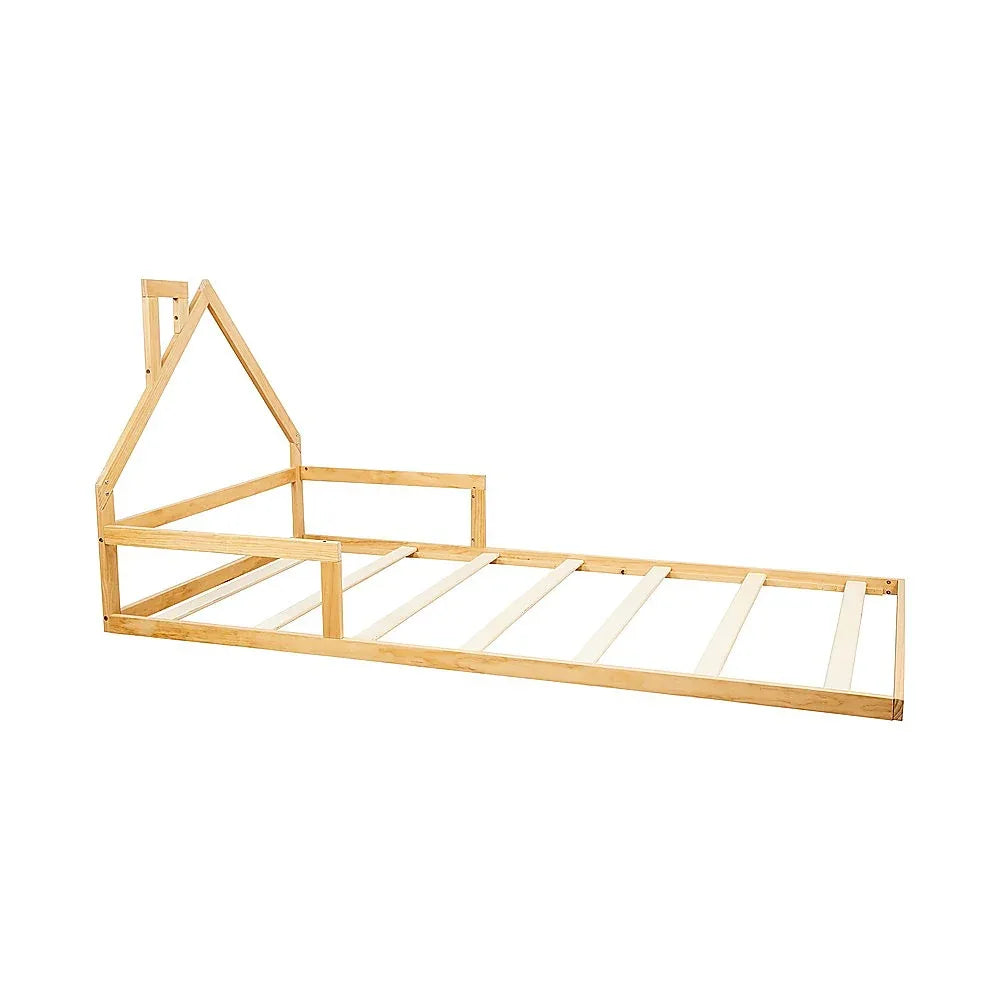 Pine Wood Floor Bed House Frame for Kids and Toddlers - Mekamart Australia