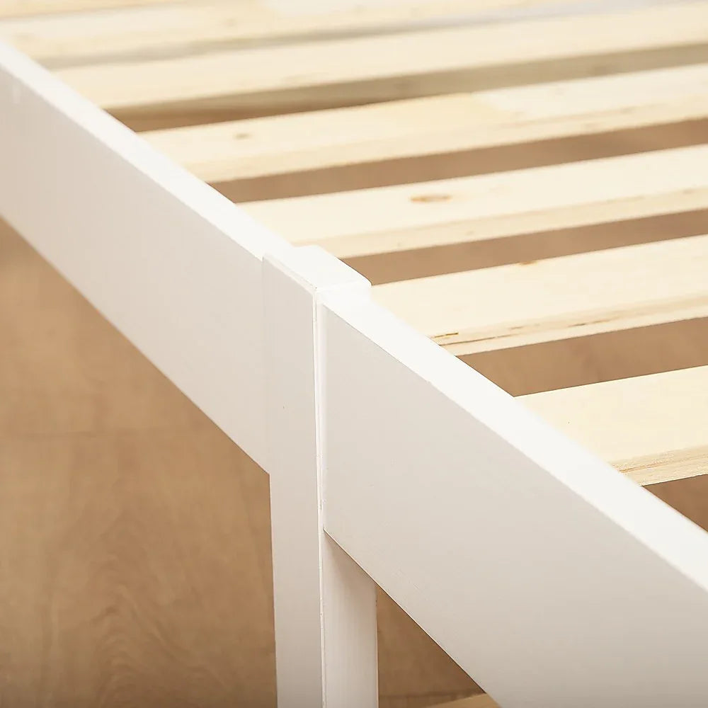 Double Wooden Bed Frame Home Furniture White - Mekamart Australia