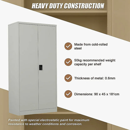 Two-Door Metal Cabinet Shelf Storage for Home Office Gym - Mekamart Australia