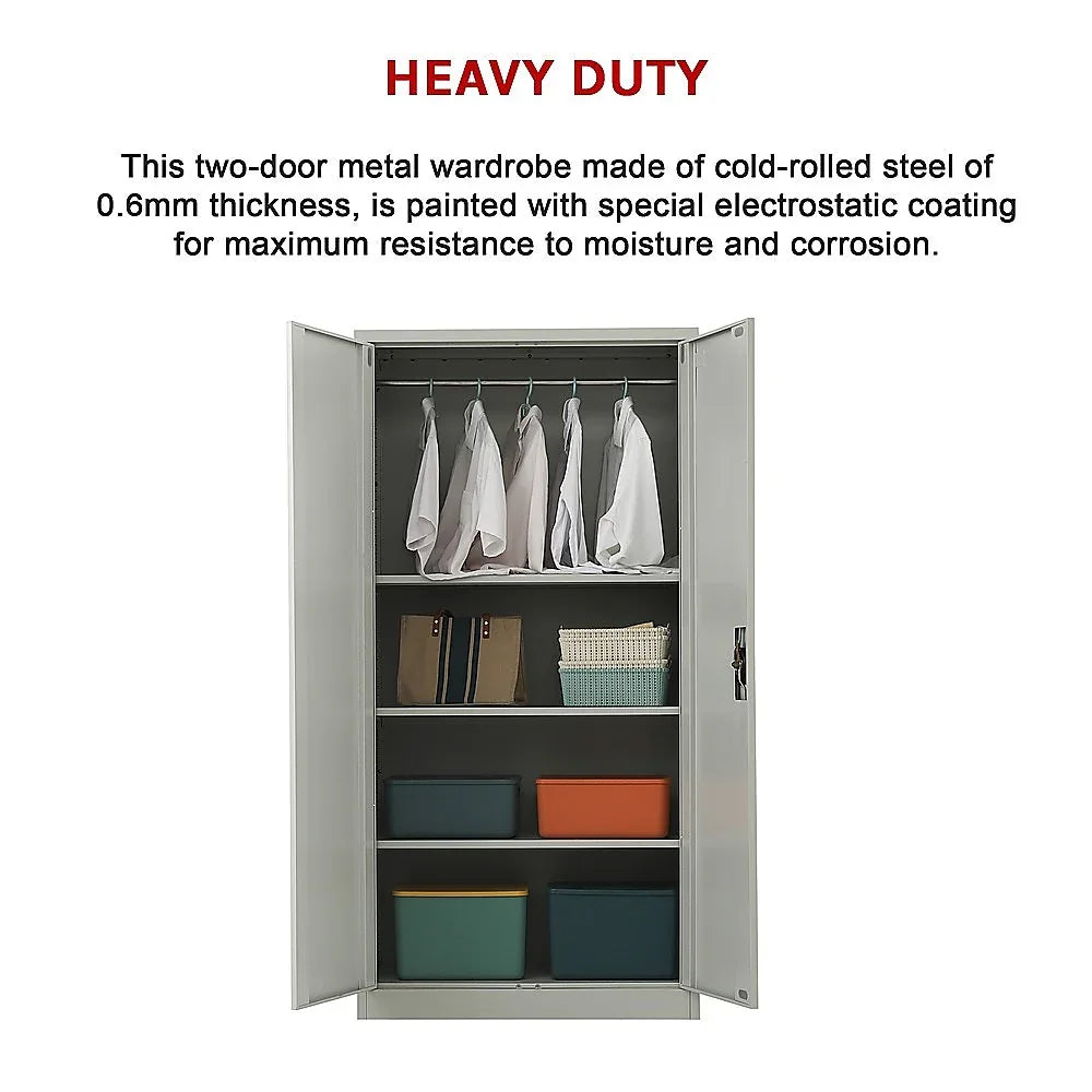 Two-Door Metal Cabinet Shelf Storage for Home Office Gym - Mekamart Australia
