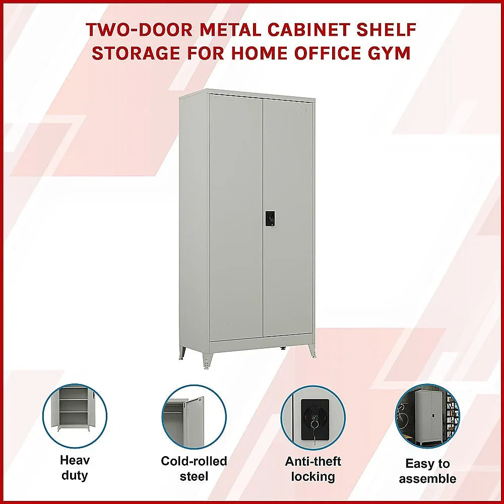 Two-Door Metal Cabinet Shelf Storage for Home Office Gym - Mekamart Australia